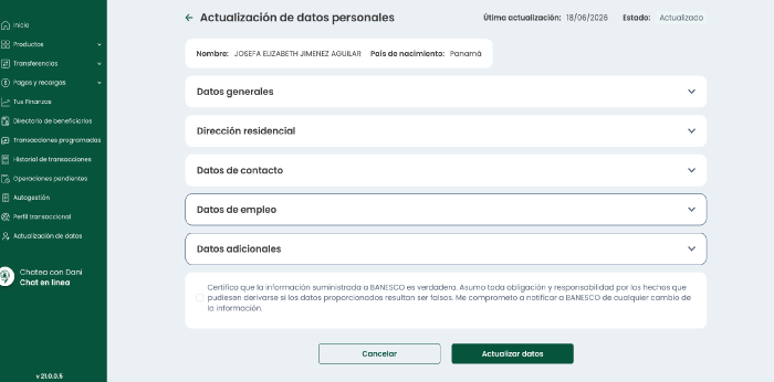 Guarda los cambios. Tus datos serán validados y quedarán en revisión.